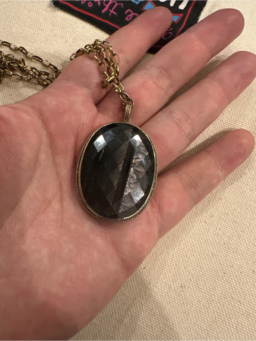 RARE Anna Beck OVERSIZED Black Onyx Faceted Statement Necklace